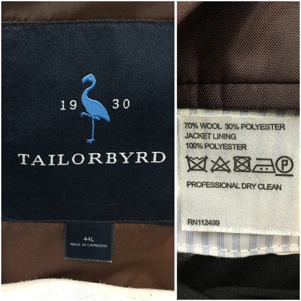 TAILORBYRD Mens Blazer Sport Coat‎ Casual Jacket Size 44L Wool Suit Tailored